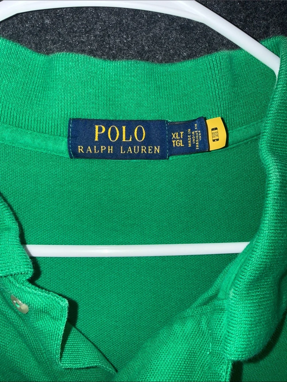 Polo Ralph Lauren Mens Green Tipped Pique Polo Shirt XLT Tall Short Sleeve